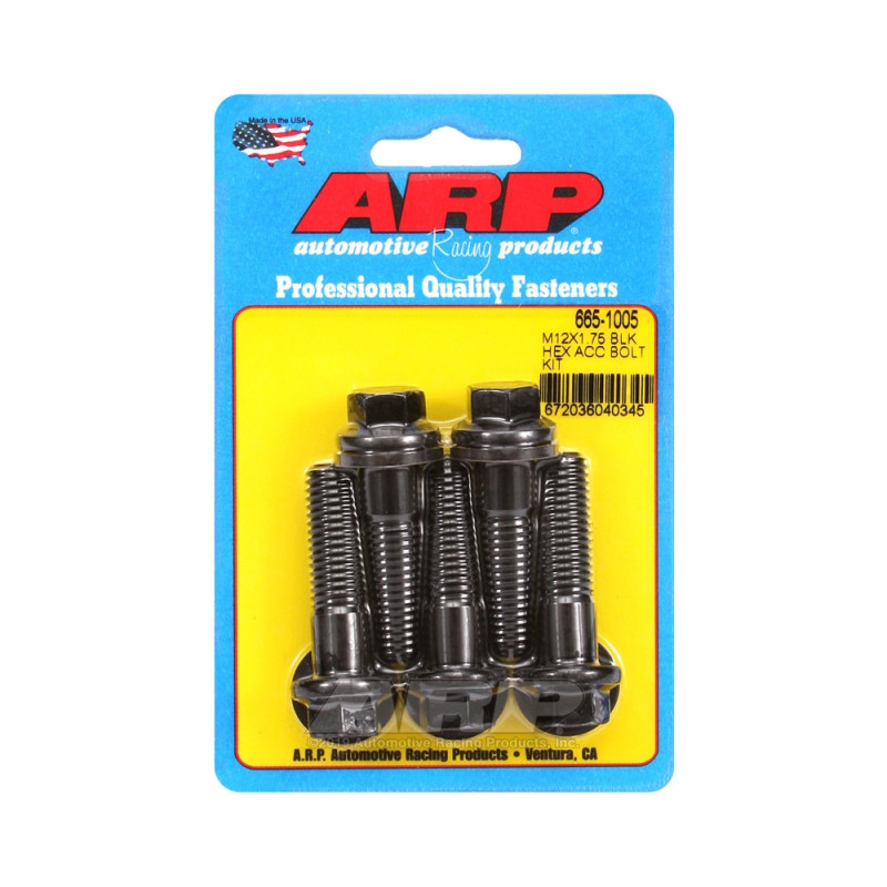 Set de șuruburi și piulițe universale ARP M12 x 1,75 – șuruburi hexagonale cu finisaj negru oxidat, x5 - ARP-665-1005 - 665-1005 - 3666618196213